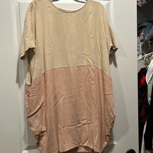 Roolee Beige and Pink Tunic Top